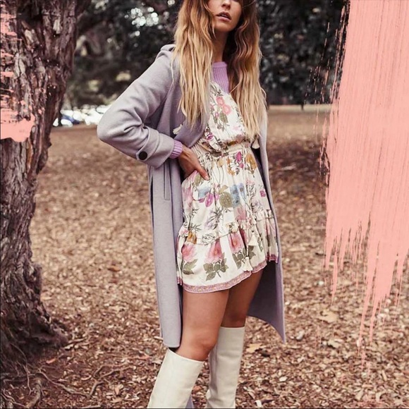 Boho 70s Large Floral Gypsy Print Dress Ruffle - Picture 5 of 14